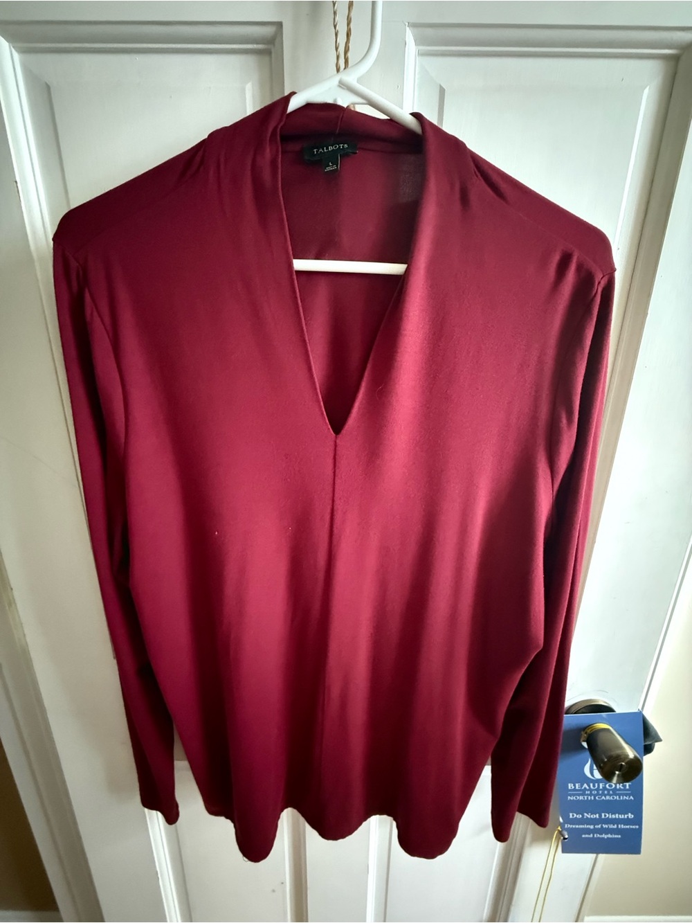 Talbots Deep Wine Red V-Neck Long Sleeve Top